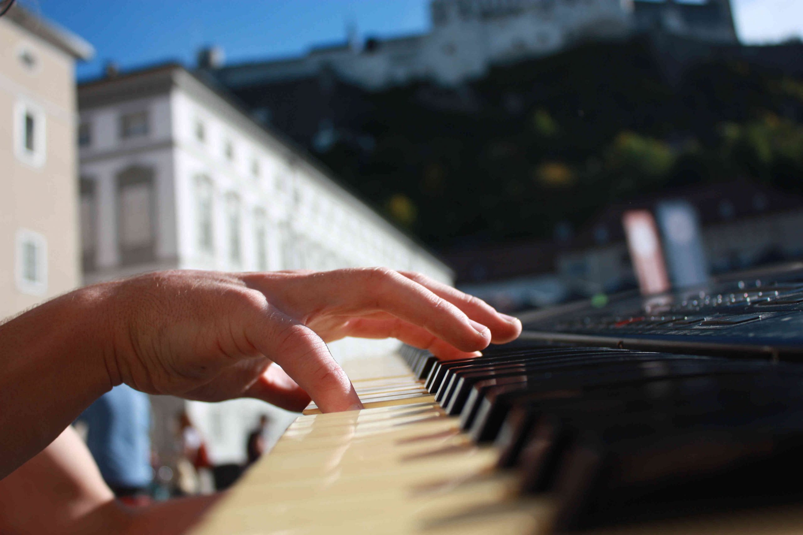 Hands playing piano